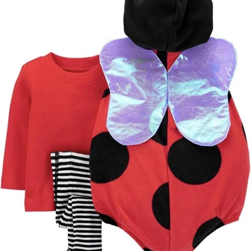 6-9 months Carters Baby Ladybug Costume Set - Red & Black with Iridescent Wings